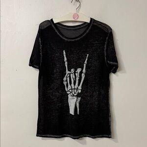 Black Skeleton Hand Graphic T-Shirt y2k